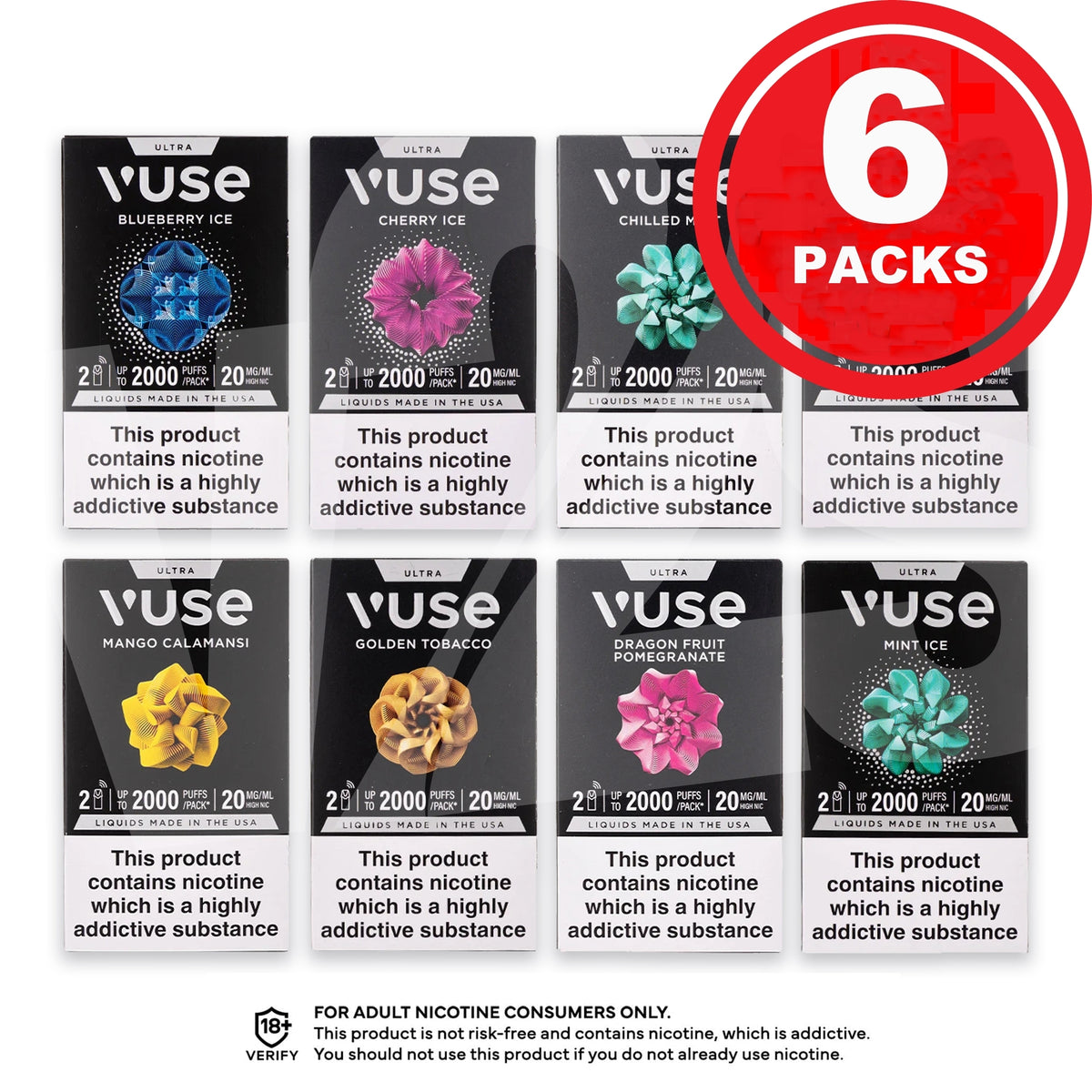 vuse 6 pack pods ULTRA refills x Packs (12 Pods) Choose Flavor:Mint 10-20 Kream Diamond THC Blend
