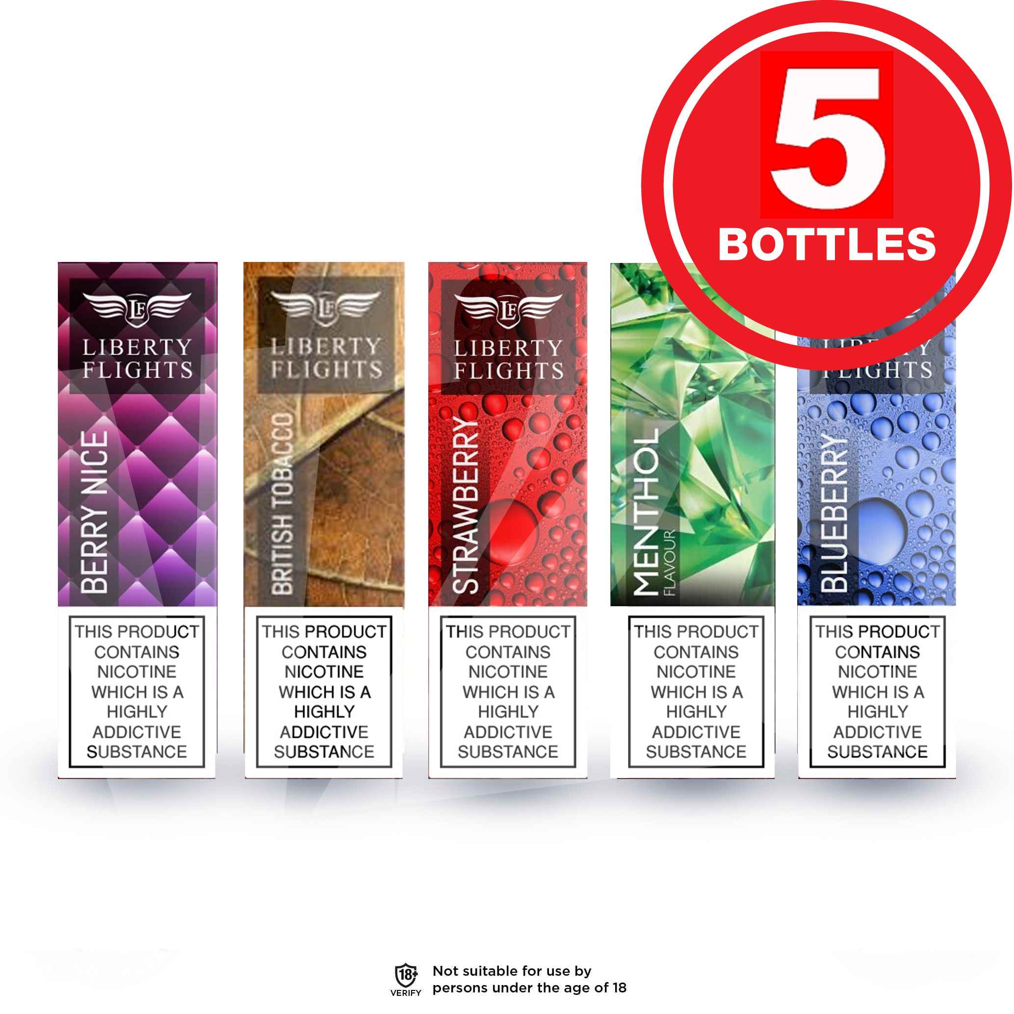 Liberty Flights E Liquid x 5 Bottles  vape2stop