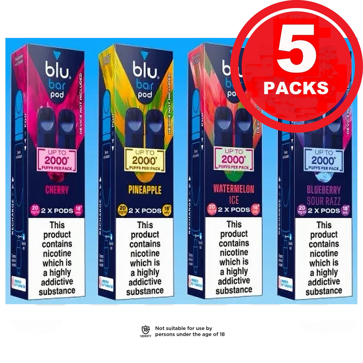 Blue Exploding Pods Blu Bar Pods x 5 Packs (10 Pods) – vape2stop