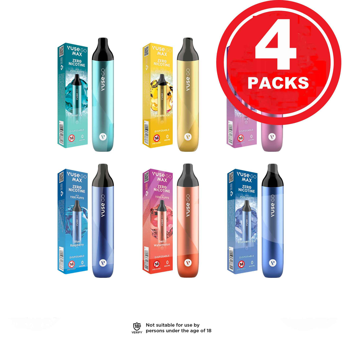 Vuse Go MAX Disposables ZERO NICOTINE UPTO 1500 PUFFS x 4 PACKS (£8.75 ...